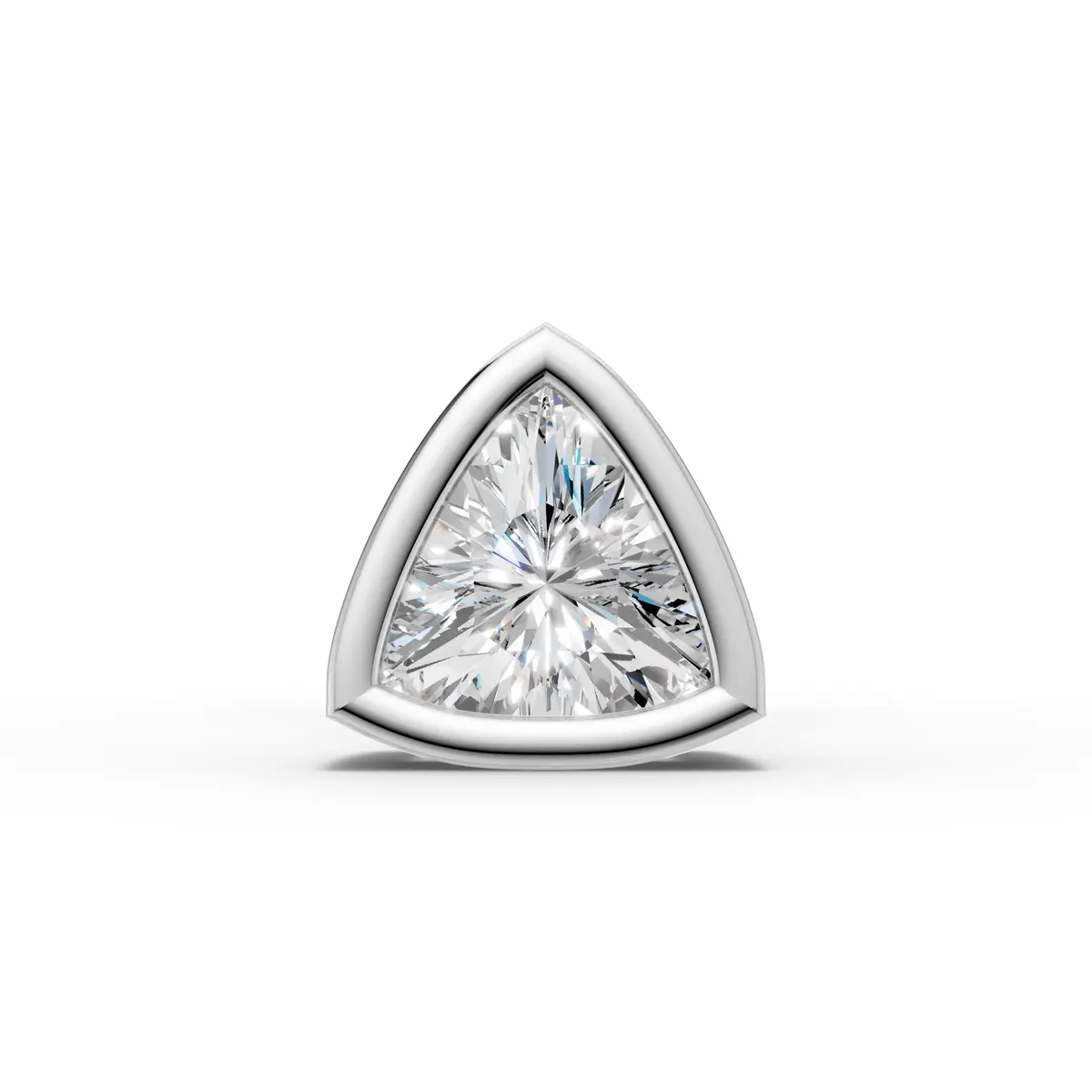 Trillion Cut Diamond Bezel Stud Earring